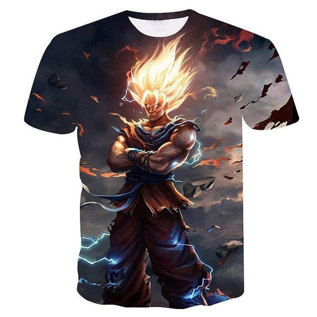 Dragon Ball Z T-shirts Men's Summer 3D Print Super Saiyan Son Goku Black Vegeta Battle Dragonball Casual T Shirt Tops Tee-8