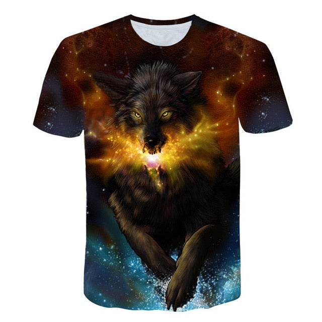 Newest Wolf 3D Print Animal Cool Funny T-Shirt Men Short Sleeve Summer Tops Male T Shirt Fashion Breathable With Short-5
