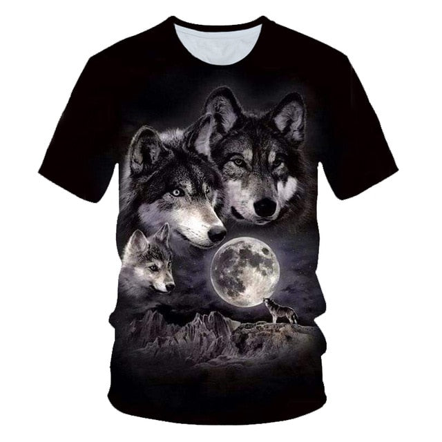 Newest Wolf 3D Print Animal Cool Funny T-Shirt Men Short Sleeve Summer Tops Male T Shirt Fashion Breathable With Short-6