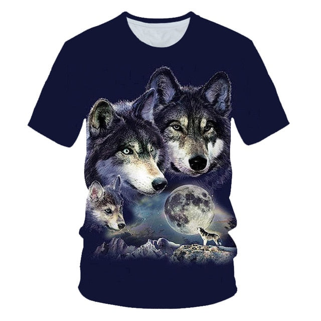 Newest Wolf 3D Print Animal Cool Funny T-Shirt Men Short Sleeve Summer Tops Male T Shirt Fashion Breathable With Short-1