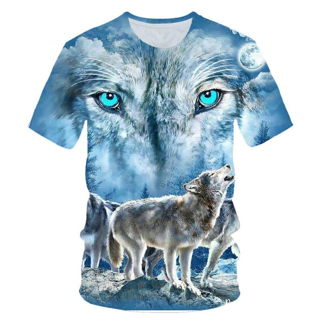 Newest Wolf 3D Print Animal Cool Funny T-Shirt Men Short Sleeve Summer Tops Male T Shirt Fashion Breathable With Short-7
