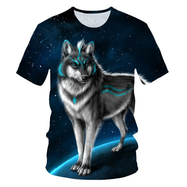 Newest Wolf 3D Print Animal Cool Funny T-Shirt Men Short Sleeve Summer Tops Male T Shirt Fashion Breathable With Short-9
