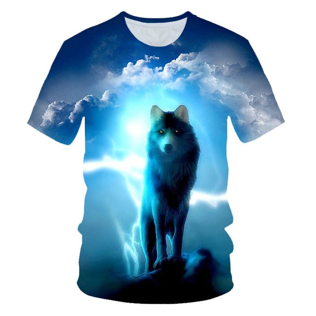 Newest Wolf 3D Print Animal Cool Funny T-Shirt Men Short Sleeve Summer Tops Male T Shirt Fashion Breathable With Short-11