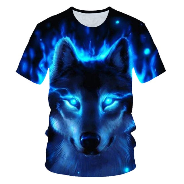 Newest Wolf 3D Print Animal Cool Funny T-Shirt Men Short Sleeve Summer Tops Male T Shirt Fashion Breathable With Short-13