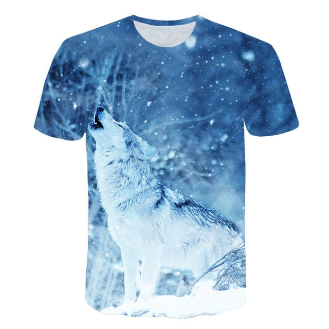 Newest Wolf 3D Print Animal Cool Funny T-Shirt Men Short Sleeve Summer Tops Male T Shirt Fashion Breathable With Short-15