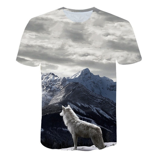 Newest Wolf 3D Print Animal Cool Funny T-Shirt Men Short Sleeve Summer Tops Male T Shirt Fashion Breathable With Short-2