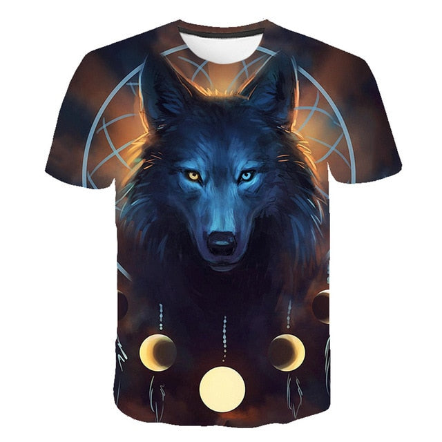 Newest Wolf 3D Print Animal Cool Funny T-Shirt Men Short Sleeve Summer Tops Male T Shirt Fashion Breathable With Short-4