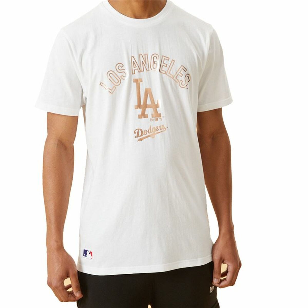 Men’s Short Sleeve T-Shirt New Era MLB Metallic Grapich Print Dodger White-4