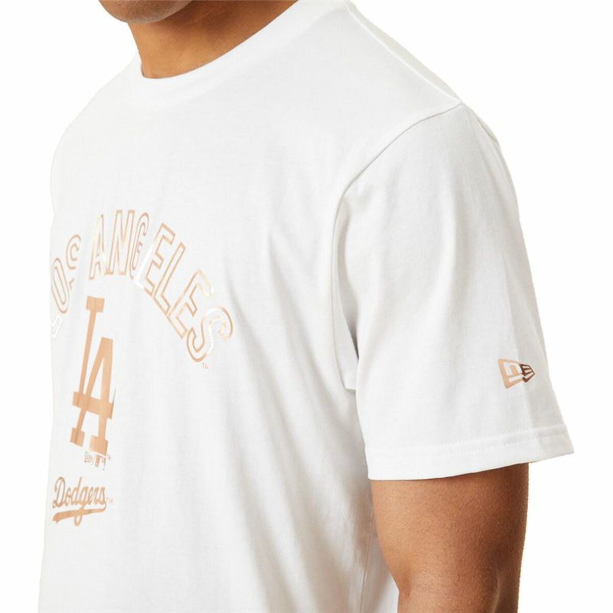 Men’s Short Sleeve T-Shirt New Era MLB Metallic Grapich Print Dodger White-3