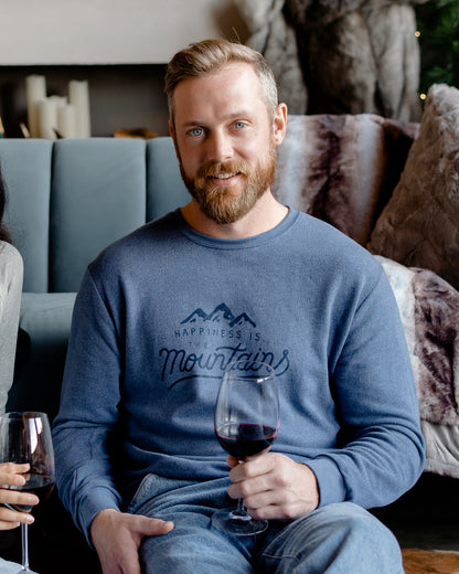 Men's Mountains Crew Sweatshirt, Heather Navy-1
