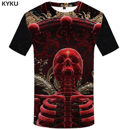 Skull T shirt Men Metal Tshirt Printed Rose Anime Clothes War Shirt Print Harajuku T-shirts 3d Mens Clothing-2
