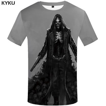 Skull T shirt Men Metal Tshirt Printed Rose Anime Clothes War Shirt Print Harajuku T-shirts 3d Mens Clothing-1