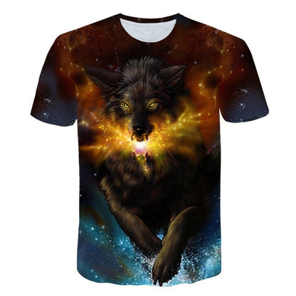 Newest Wolf 3D Print Animal Cool Funny T-Shirt Men Short Sleeve Summer Tops Male T Shirt Fashion Breathable With Short-5