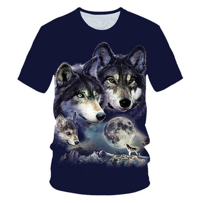Newest Wolf 3D Print Animal Cool Funny T-Shirt Men Short Sleeve Summer Tops Male T Shirt Fashion Breathable With Short-1