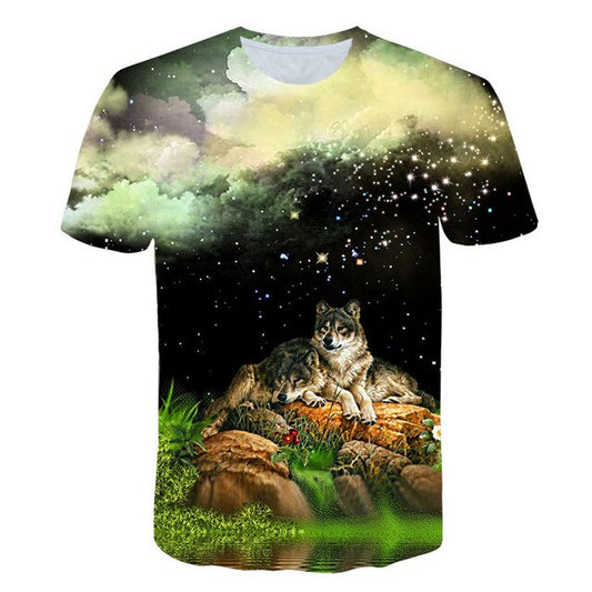 Newest Wolf 3D Print Animal Cool Funny T-Shirt Men Short Sleeve Summer Tops Male T Shirt Fashion Breathable With Short-10