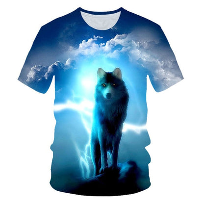 Newest Wolf 3D Print Animal Cool Funny T-Shirt Men Short Sleeve Summer Tops Male T Shirt Fashion Breathable With Short-11