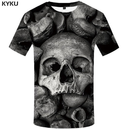 Skull T shirt Men Metal Tshirt Printed Rose Anime Clothes War Shirt Print Harajuku T-shirts 3d Mens Clothing-9