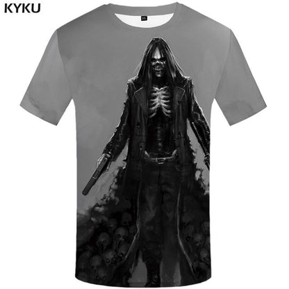 Skull T shirt Men Metal Tshirt Printed Rose Anime Clothes War Shirt Print Harajuku T-shirts 3d Mens Clothing-14